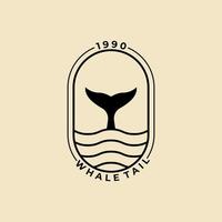 walvis staart pictogram badge logo lijn vector illustratie ontwerp