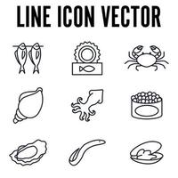 vis en zeevruchten set pictogram symbool sjabloon voor grafisch en webdesign collectie logo vectorillustratie vector