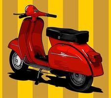 vintage scooter rode kleur vector