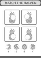 match de helften van ananas. werkblad voor kinderen vector