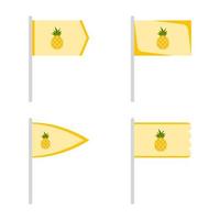 set gekleurde vlaggen met ananas vector