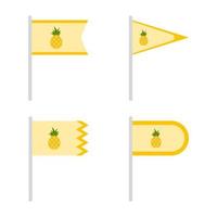 set gekleurde vlaggen met ananas vector