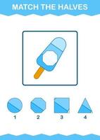 match helften van ijs. werkblad voor kinderen vector