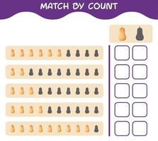 match door telling van cartoon butternut squash. match en tel spel. educatief spel voor kleuters en peuters vector