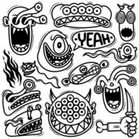 set monster doodle getrokken doodle vector