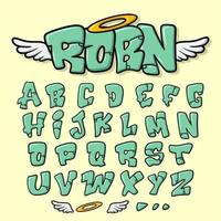 graffiti engel stijl alfabet vector
