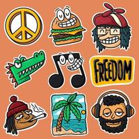 sticker set chill cartoon vector