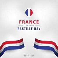 happy frankrijk bastille dag of onafhankelijkheidsdag viering vector ontwerp illustratie. sjabloon voor poster, banner, reclame, wenskaart of printontwerpelement