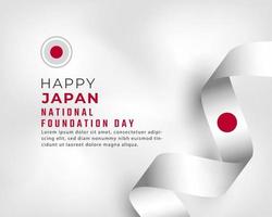 happy japan nationale stichting dag 11 februari viering vectorillustratie ontwerp. sjabloon voor poster, banner, reclame, wenskaart of printontwerpelement vector