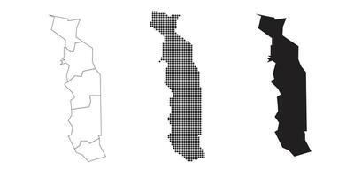 Togo-kaart geïsoleerd op een witte achtergrond. vector
