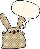 cartoon konijn en tekstballon in stripboekstijl vector