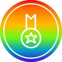 medaille award circulaire in regenboog spectrum vector