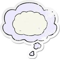 cartoonwolk en gedachtebel als een versleten versleten sticker vector