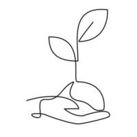 hand met jonge plant eenvoudig plat pictogram ontwerp. vectorillustratie voor logo symbool en algemeen doel. vector