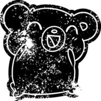 grunge pictogram kawaii schattige teddybeer vector