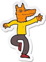 sticker van een cartoon happy fox man vector