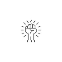 opgeheven vuist hand kracht. pixel art lijn pictogram vectorillustratie vector