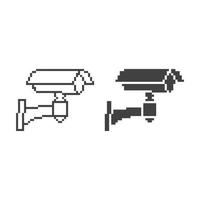 beveiligingscamera, videobewaking, cctv. pixel art lijn pictogram vectorillustratie vector