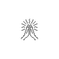 gevouwen hand, biddend. pixel art lijn pictogram vector pictogram illustratie