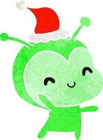 kerst retro cartoon van kawaii alien vector