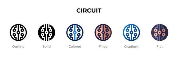 circuit icoon in verschillende stijl. circuit vector iconen ontworpen in omtrek, effen, gekleurd, gevuld, verloop en vlakke stijl. symbool, logo afbeelding. vector illustratie