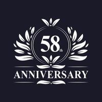 58 jaar jubileumlogo, luxe 58-jarig jubileumontwerp. vector