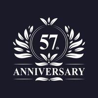 57 jaar jubileumlogo, luxe 57-jarig jubileumontwerp. vector