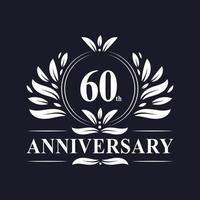 60 jaar jubileumlogo, luxe 60-jarig jubileumontwerpviering. vector