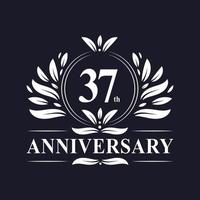 37 jaar jubileumlogo, luxe 37-jarig jubileumontwerpviering. vector