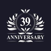 39 jaar jubileumlogo, luxe ontwerpviering van de 39e verjaardag. vector