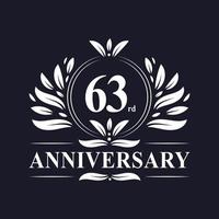 63 jaar jubileumlogo, luxe 63e jubileumontwerpviering. vector