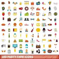 100 partij stevige iconen set, vlakke stijl vector