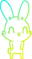 koude gradiënt lijntekening schattige cartoon konijn vector