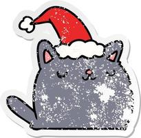 kerst noodlijdende sticker cartoon van kawaii kat vector