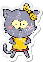 noodlijdende sticker van een cartoonkat vector