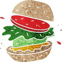 eigenzinnige retro illustratiestijl cartoon vegetarische burger vector