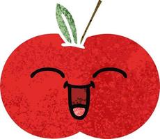 retro illustratie stijl cartoon rode appel vector