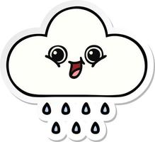 sticker van een schattige cartoon regenwolk vector