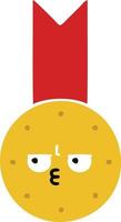 platte kleur retro cartoon gouden medaille vector