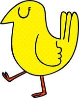 eigenzinnige cartoon gele vogel in stripboekstijl vector