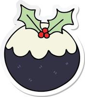 sticker van een eigenzinnige, met de hand getekende cartoon kerstpudding vector