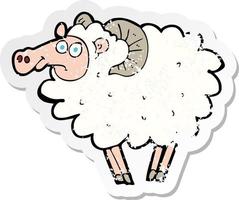 retro noodlijdende sticker van een cartoon ram vector