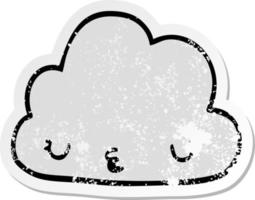 verontruste sticker van een schattige cartoonwolk vector