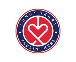 longen hart embleem badge logo vector ontwerpsjabloon
