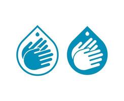 waterdruppel handen wassen logo ontwerp vector pictogram illustratie