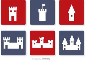 Kasteel Wit Pictogrammen Vector