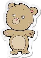 sticker van een cartoon grappige teddybeer vector