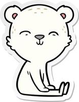 sticker van een happy cartoon ijsbeer zittend vector