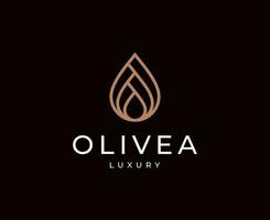 luxe olijfolie met lijnconcept logo-ontwerp vector