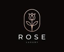 roze bloem logo met lijn kunststijl. bloem luxe, schoonheidssalon, mode, huidverzorging, cosmetica, natuur, vrouwelijk. vector